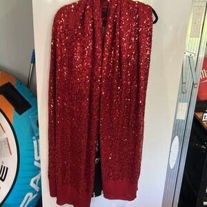 IMAN Vibrant Red Sequin Fabric shawl